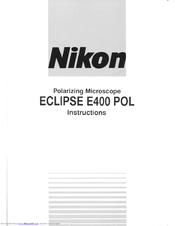 Nikon Eclipse E400 POL Instructions Manual