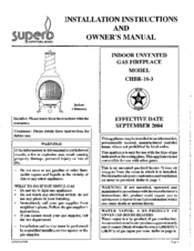 Superb CHBR-16-3 Installation Instructions And Owner's Manual