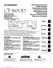 Pioneer CT-S670D Operating Instructions Manual