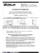Kemlan Super Nova Insert RF Installation & Operating Instructions Manual