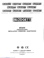 Blodgett BE3240 Installation Operation & Maintenance