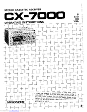 Pioneer CX-7000 Operating Instructions Manual