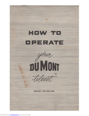 Dumont RA-164 Operating Instructions Manual