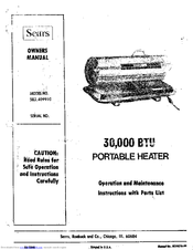 Sears 583.409910 Operation And Maintenance Instructions