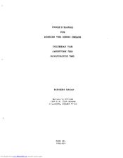 Rodgers Organ Company Columbian 700B Owner's Manual