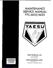 Yaesu FTC-4610 Maintenance Service Manual