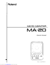 Roland MA-20 Owner's Manual