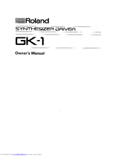 Roland GK-1 Owner's Manual