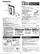 Panasonic SV-MP30V Operating Instructions Manual