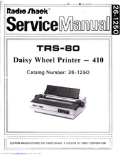 Radio Shack Daisy Wheel 410 Service Manual