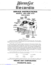 Wilcox-Gay Recordio 4F10 Service Instructions Manual