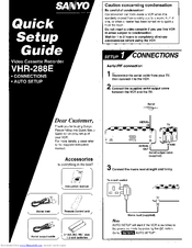 Sanyo VHR-288E Quick Setup Manual