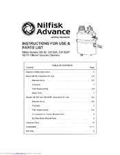 Nilfisk-Advance GM 82BP Instructions For Use And Parts List