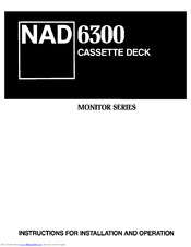 NAD Monitor 6300 Series Instructions For Installation And Operation Manual