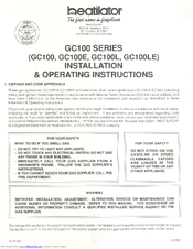 Heatilator GC100 Installation And Operating Instructions Manual