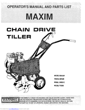 Maxim TR50B Operator's Manual And Parts List