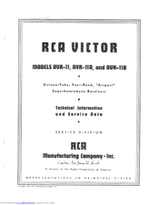 RCAVICTOR AVR-11A Technical Information And Service Data