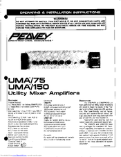 Peavey UMA/75 Operating & Installation Manual