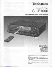 Technics SL-P1000 Operating Instructions Manual