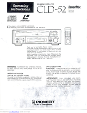 Pioneer CLD-52 Operating Instructions Manual