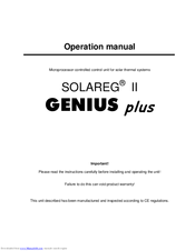 SOLAREG II GENIUS plus Assembly And Operation Manual