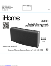 Ihome iBT33 Manuals | ManualsLib