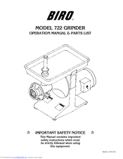 BIRO 722 Operations Manual & Parts List