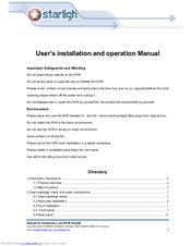 Starligh HCVR5208 User's Installation And Operation Manual