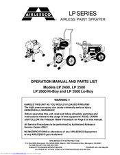 AIRLESSCO LP 2600 Hi-Boy Operation Manual And Parts List