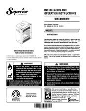 Superior WRT4826WH Installation And Operation Instructions Manual