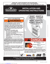 Napoleon GX36PTE Installation And Operating Instructions Manual