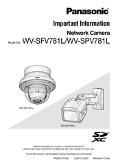 Panasonic WV-SFV781L Important Information Manual