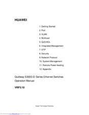 Huawei Quidway S3000-EI Series Operation Manual