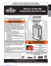 Napoleon GDS26NN-1 Installation And Operating Instructions Manual
