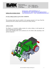 BAK PLANON Operating Instructions Manual
