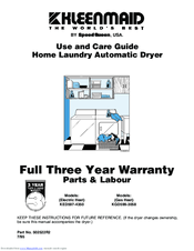 Kleenmaid KGD599-3058 Use And Care Manual