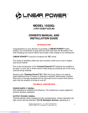 Linear Power 1502IQ Owner's Manual And Installation Manual