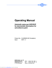 REITER AGR-08-E Operating Manual