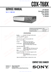 Sony CDX-T68X - Mobile Cd Changer Service Manual