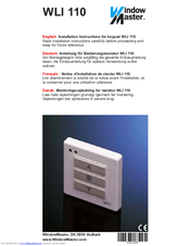 Window Master WLI 110 Installation Instructions Manual