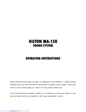 Hilton Audio MA-150 Operating Instructions Manual
