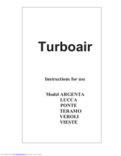 Turbo Air ARGENTA Instructions For Use Manual