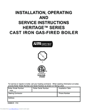Columbia HERITAGE series Installation, Operating And Service Instructions