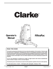 Clarke Filtra-Pac 02150A Operator's Manual