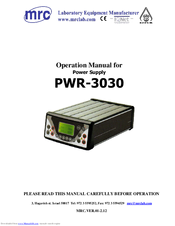 MRC PWR-3030 Operation Manual