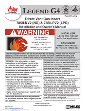 Valor LEGEND G4 785ILP (LPG) Installation And Owner's Manual