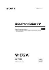 Sony WEGA KV-FA29 Operating Instructions Manual
