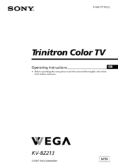 Sony Trinitron WEGA KV-BZ213 Operating Instructions Manual