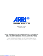 ARRI ARRIFLEX D?21 Instruction Manual
