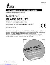 Valor BLACK BEAUTY 348 Installer And Owner Manual